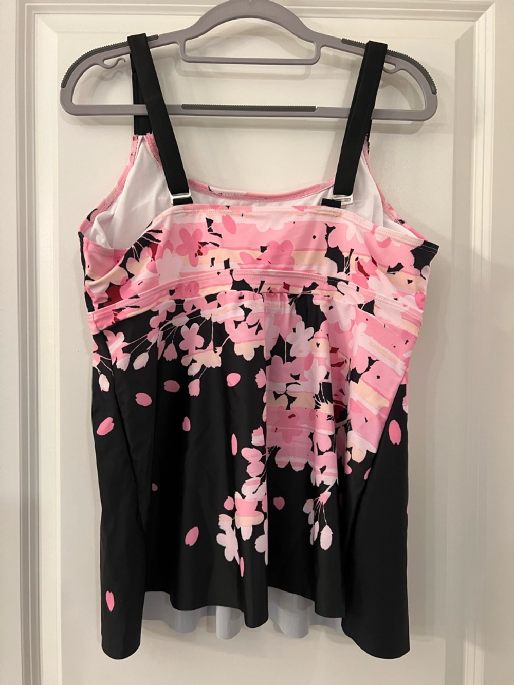 NWOT Black & Pink Floral Tankini Top - Picture 2 of 11